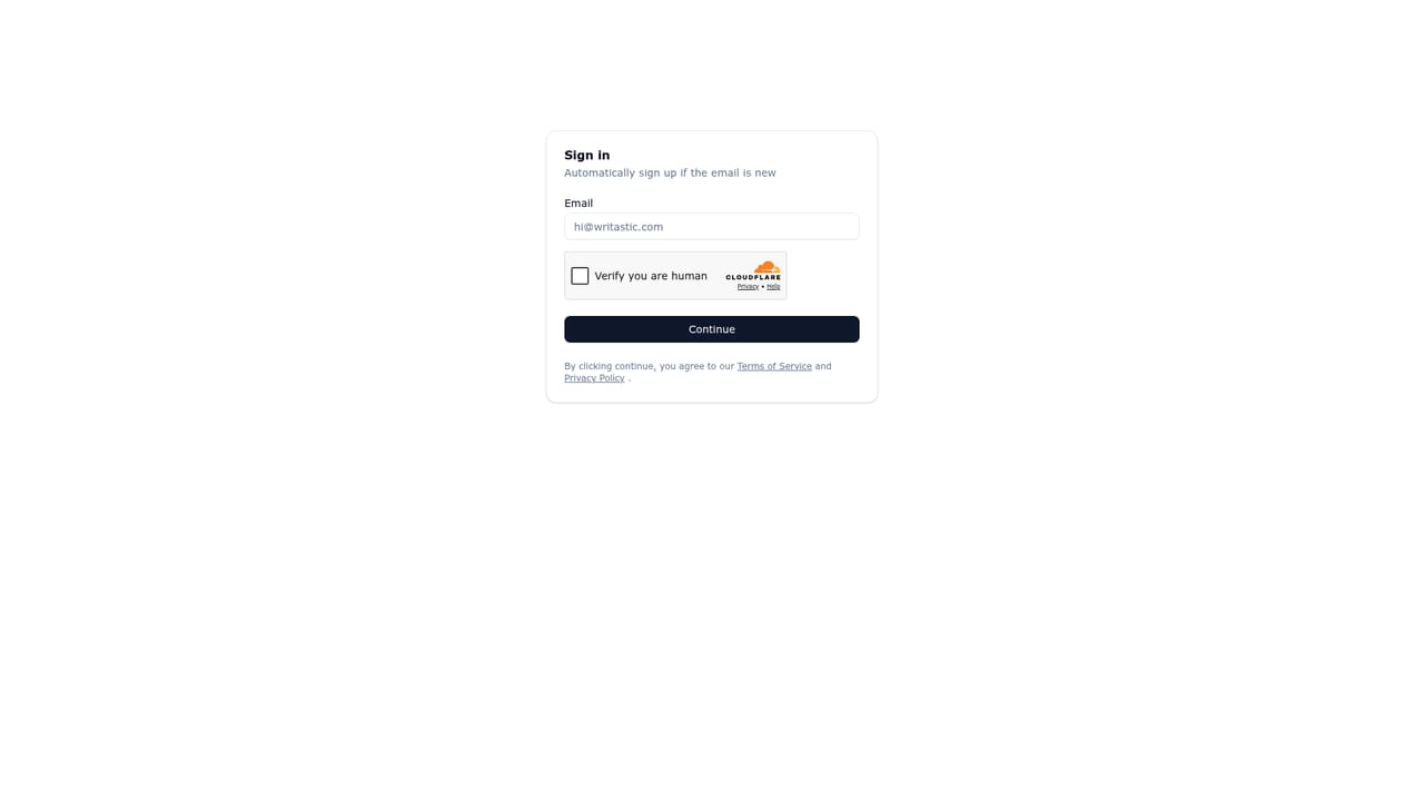 Writastic — Open Writastic and sign in