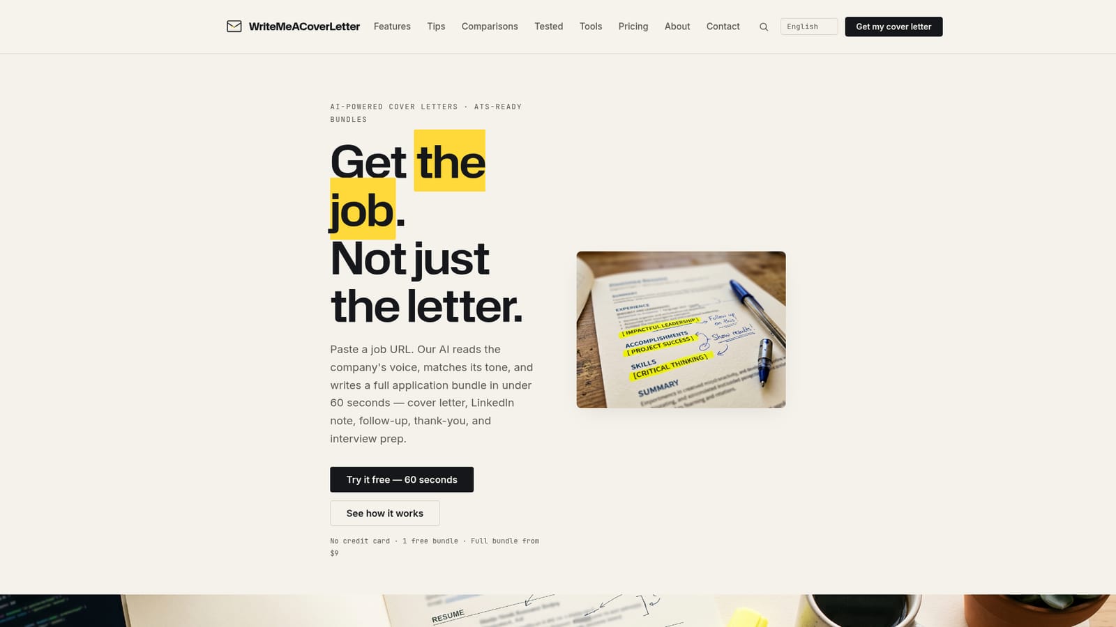 Write Me A Cover Letter — Try the live preview on the homepage