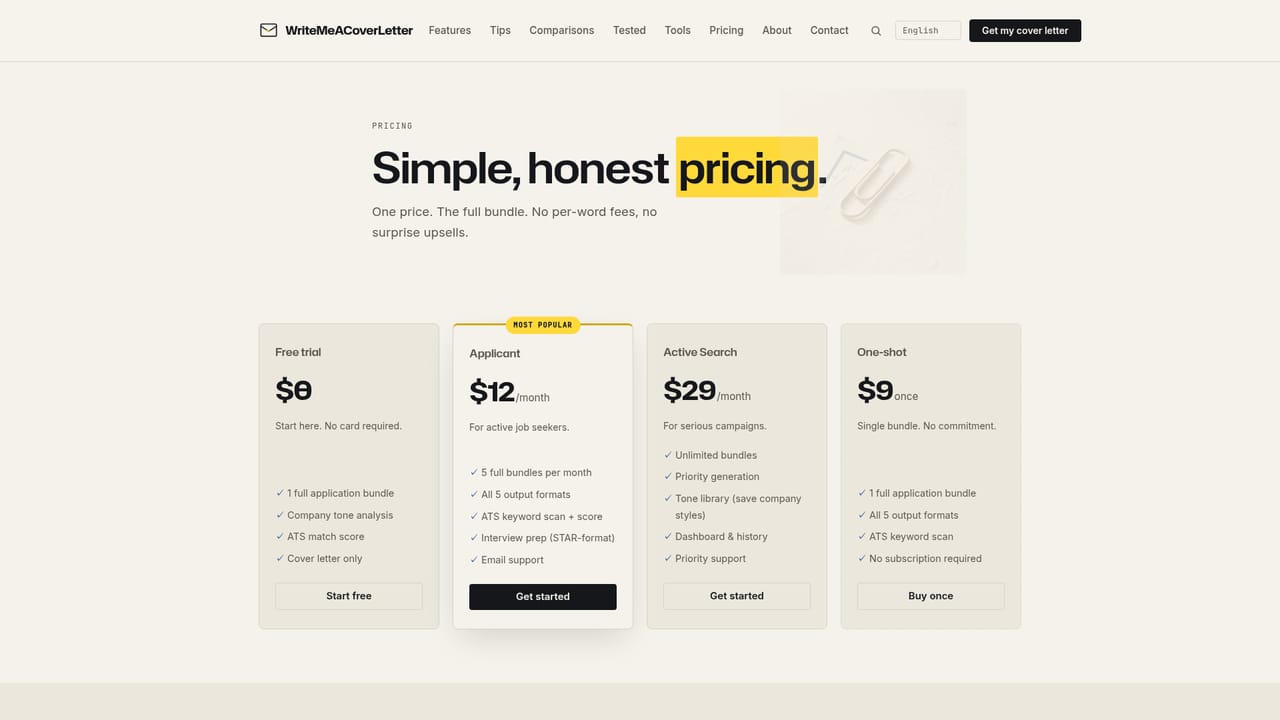 Write Me A Cover Letter — Pick a plan if you need more bundles
