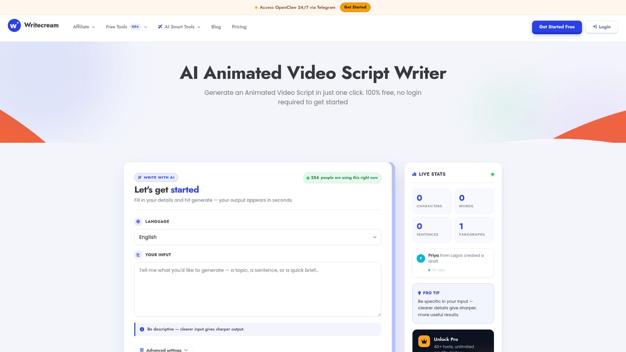 Writecream — Try the related script tools