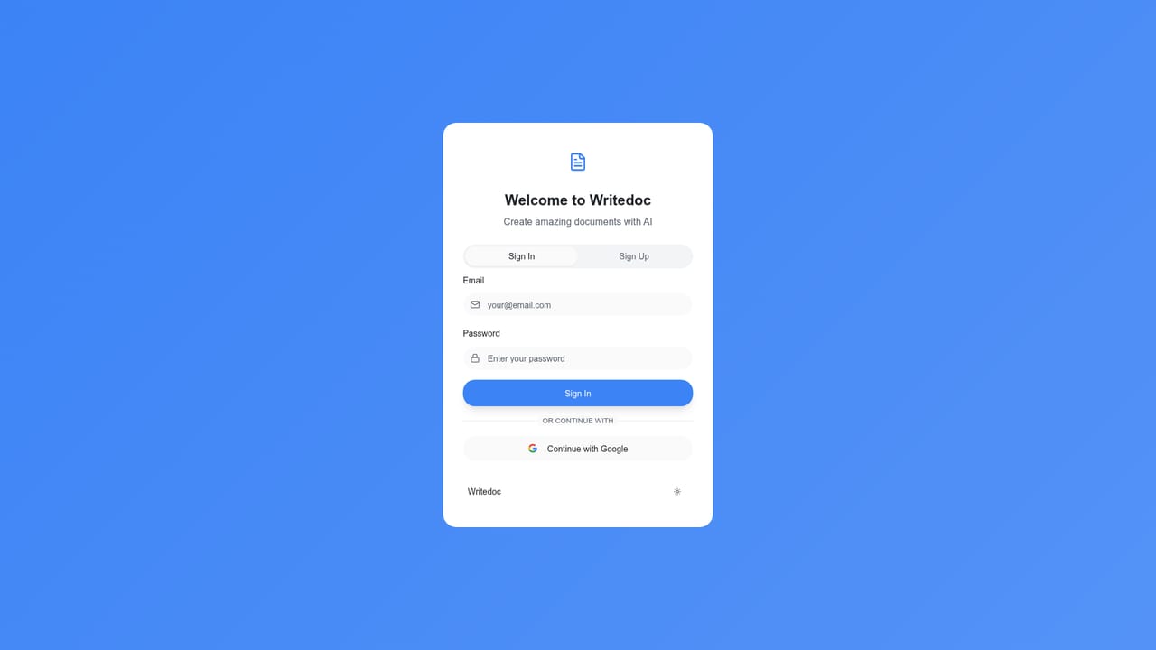 WriteDoc.ai — Create an account and generate