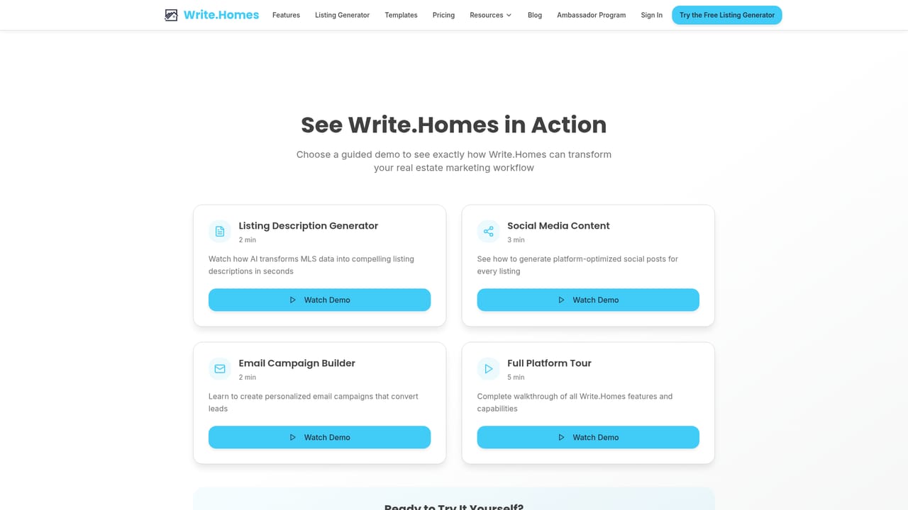 Write.homes — Watch the guided demo