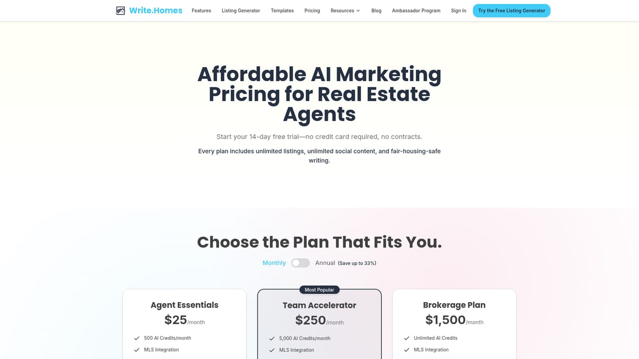 Write.homes — Create an account and start the trial