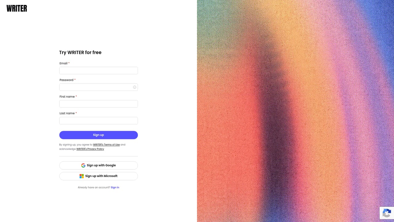 Writer — Create your account