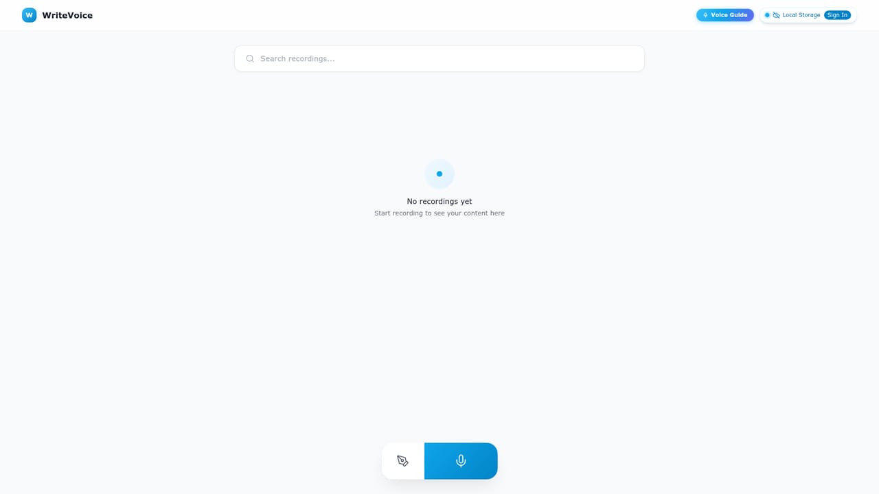 WriteVoice — Open the web dashboard or app