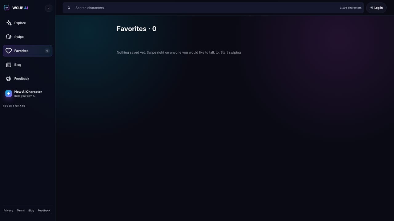 WSUP AI: Free AI Character Chat — Save characters to favorites