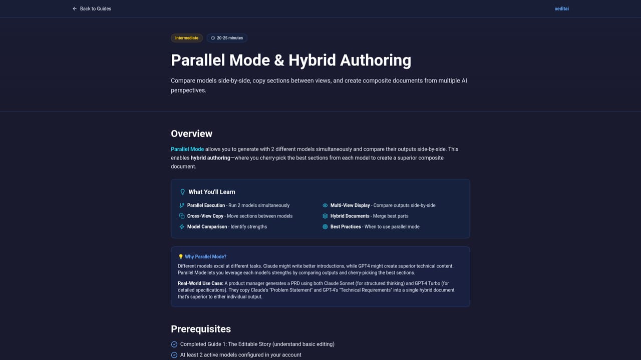 xeditai — Compare models in Parallel Mode