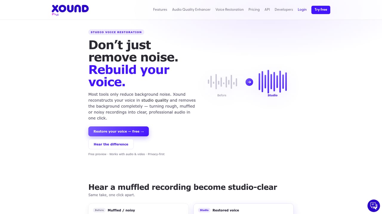 Xound — Read up on studio voice restoration