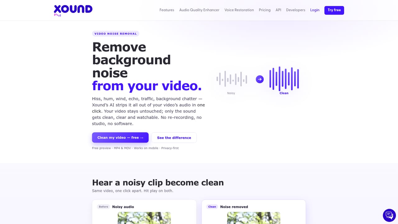 Xound — Clean audio pulled from video