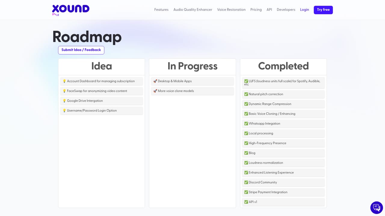 Xound — Check what is planned next