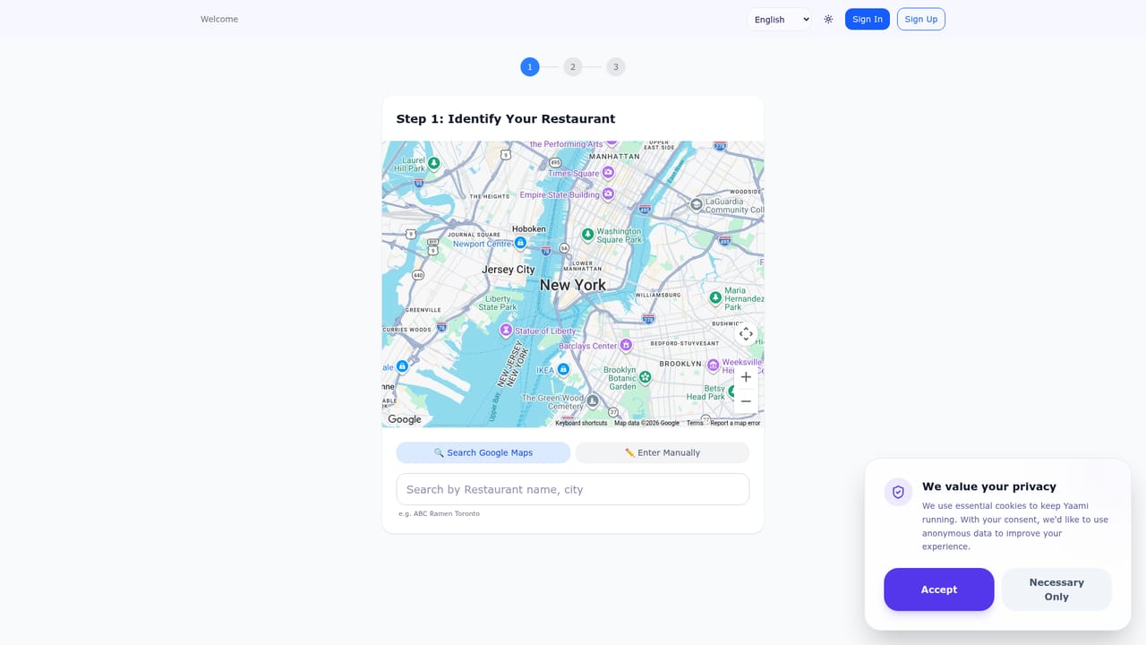 Yaami — Open the menu creator