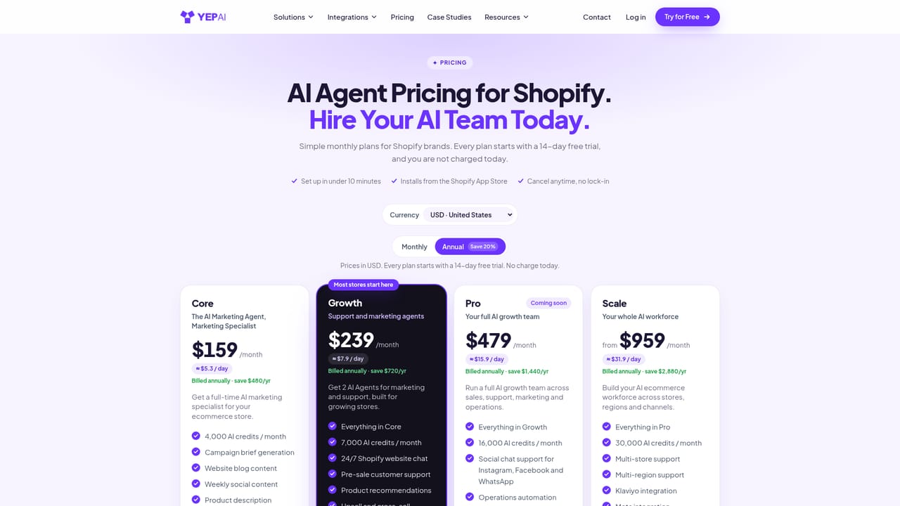Yep AI — Review pricing and pick a plan