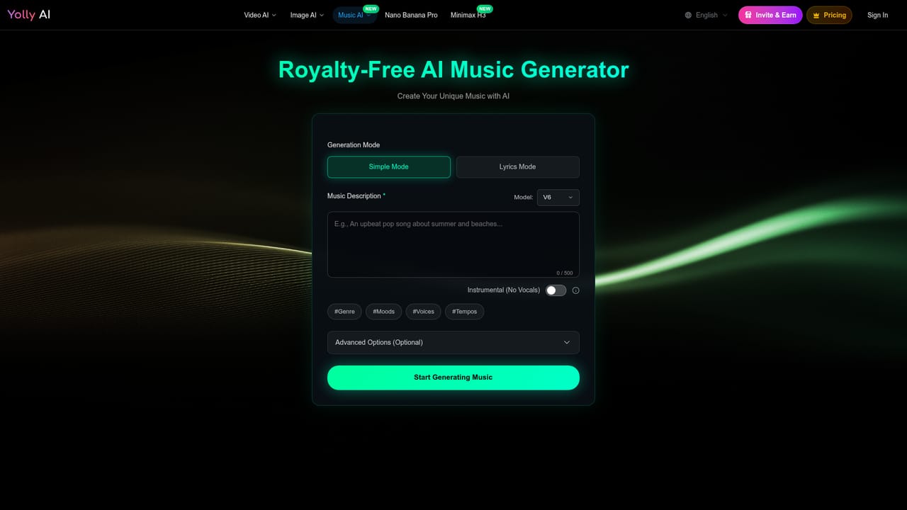 Yolly AI — Add audio and manage your plan