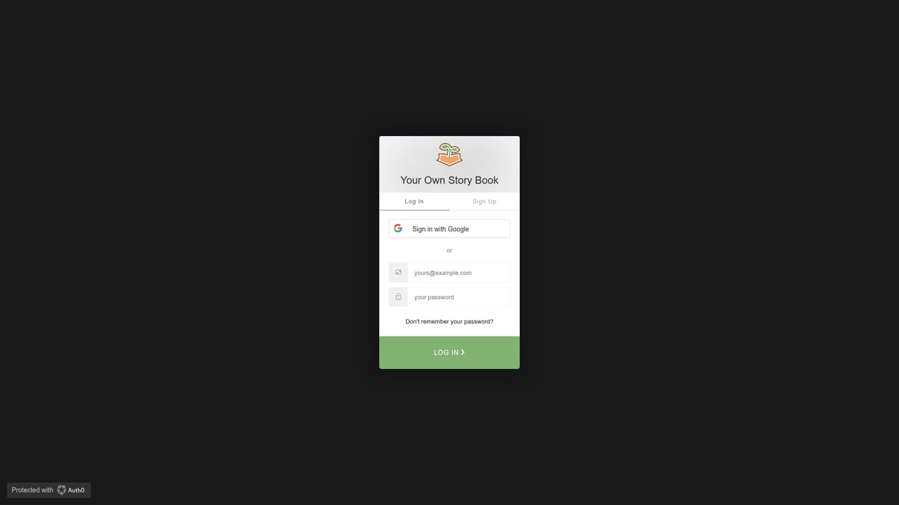 Your Own Story Book — Sign in or create an account