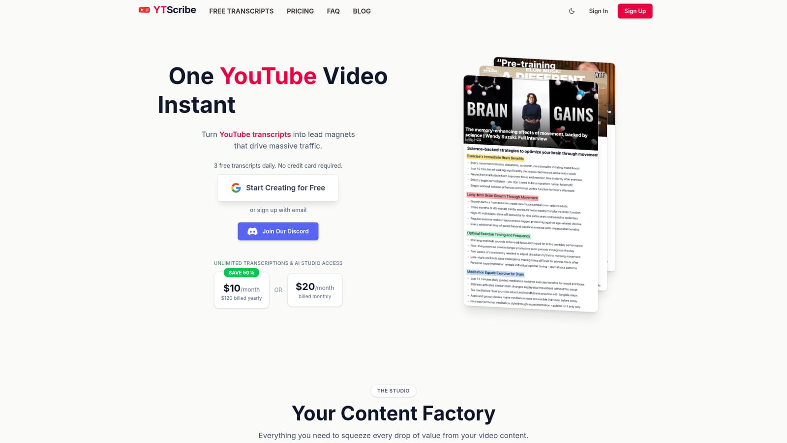 YTScribe — Open YTScribe and paste a YouTube URL