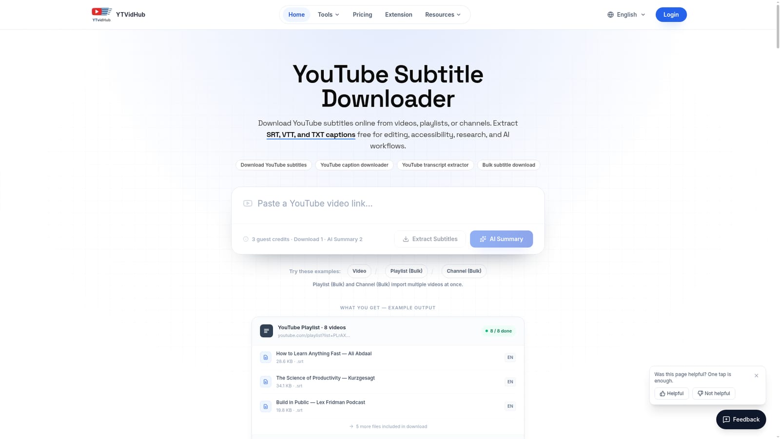 YTVidHub — Paste a video, playlist or channel URL