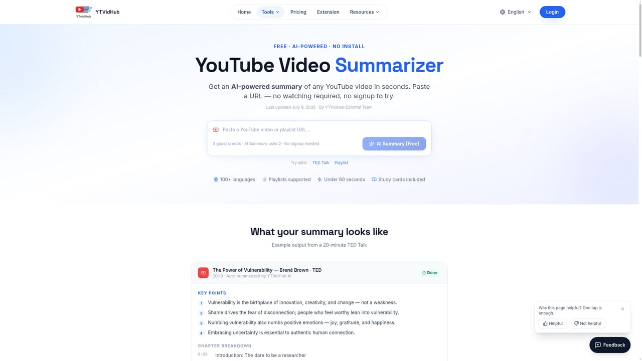 YTVidHub — Generate an AI summary