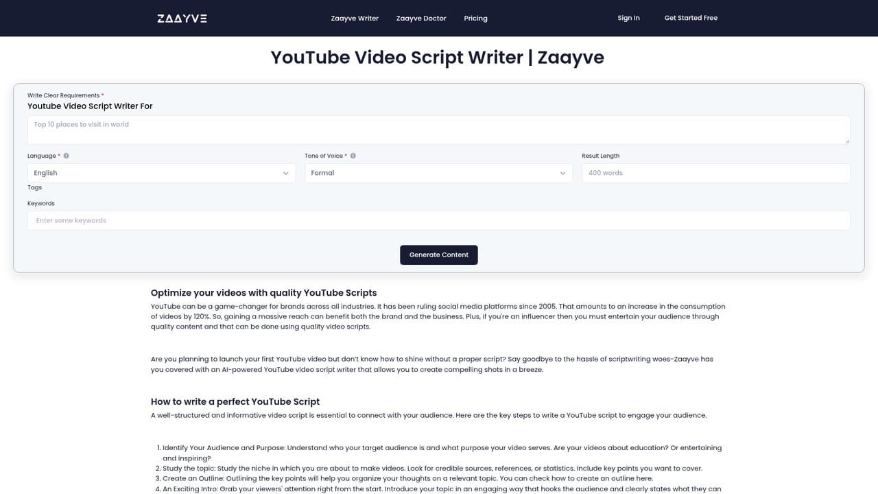 Zaayve — Try a channel specific template