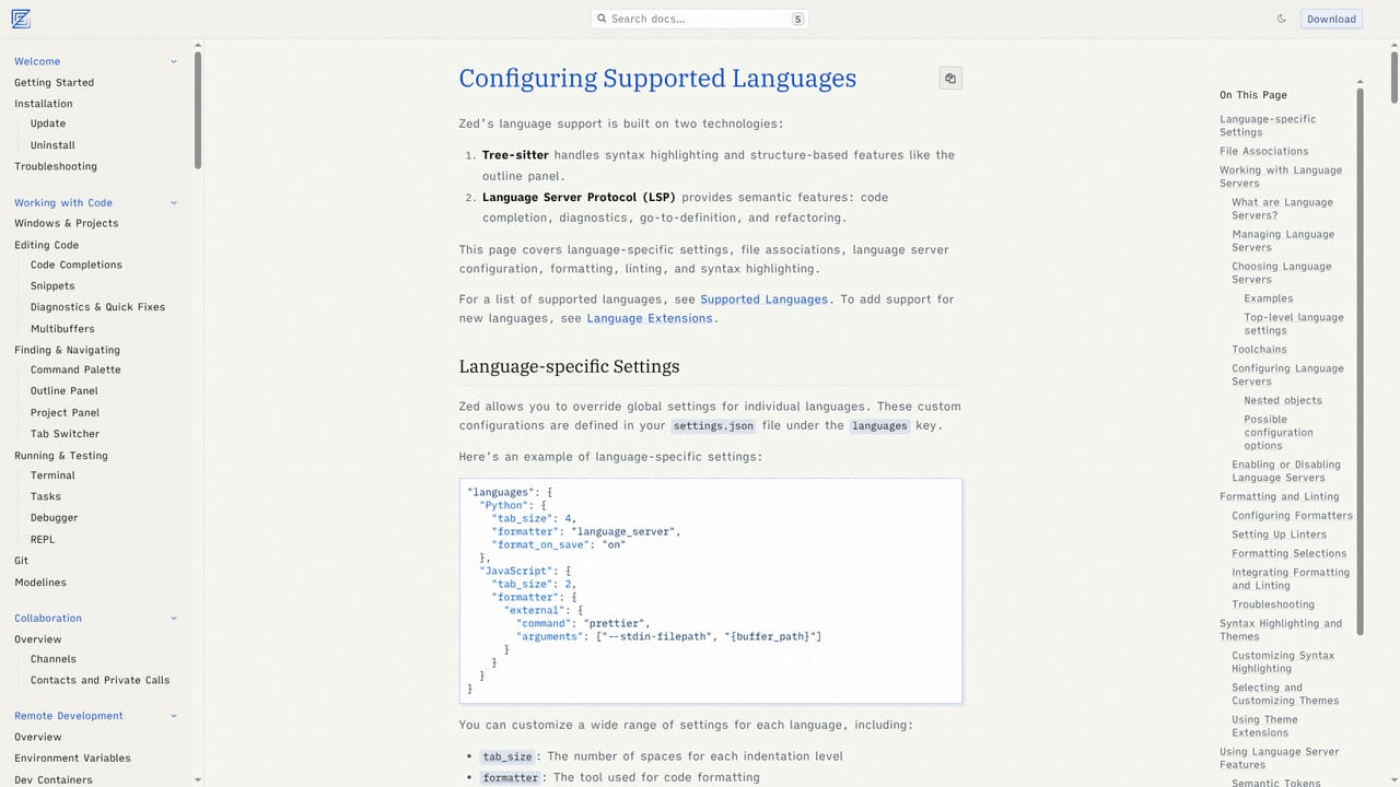 Zed — Set up your language toolchains