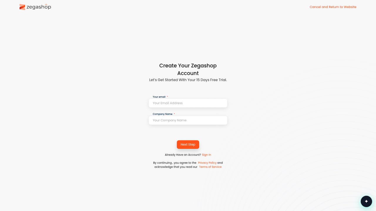 Zegashop — Start a free trial account