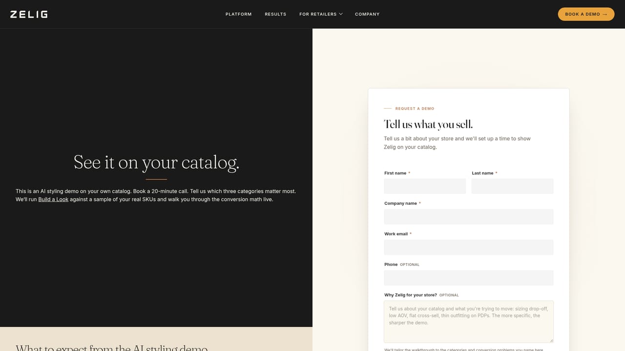 Zelig — Book a demo on your own catalog