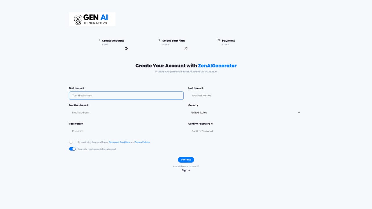 Zen AI Generator — Create a free account
