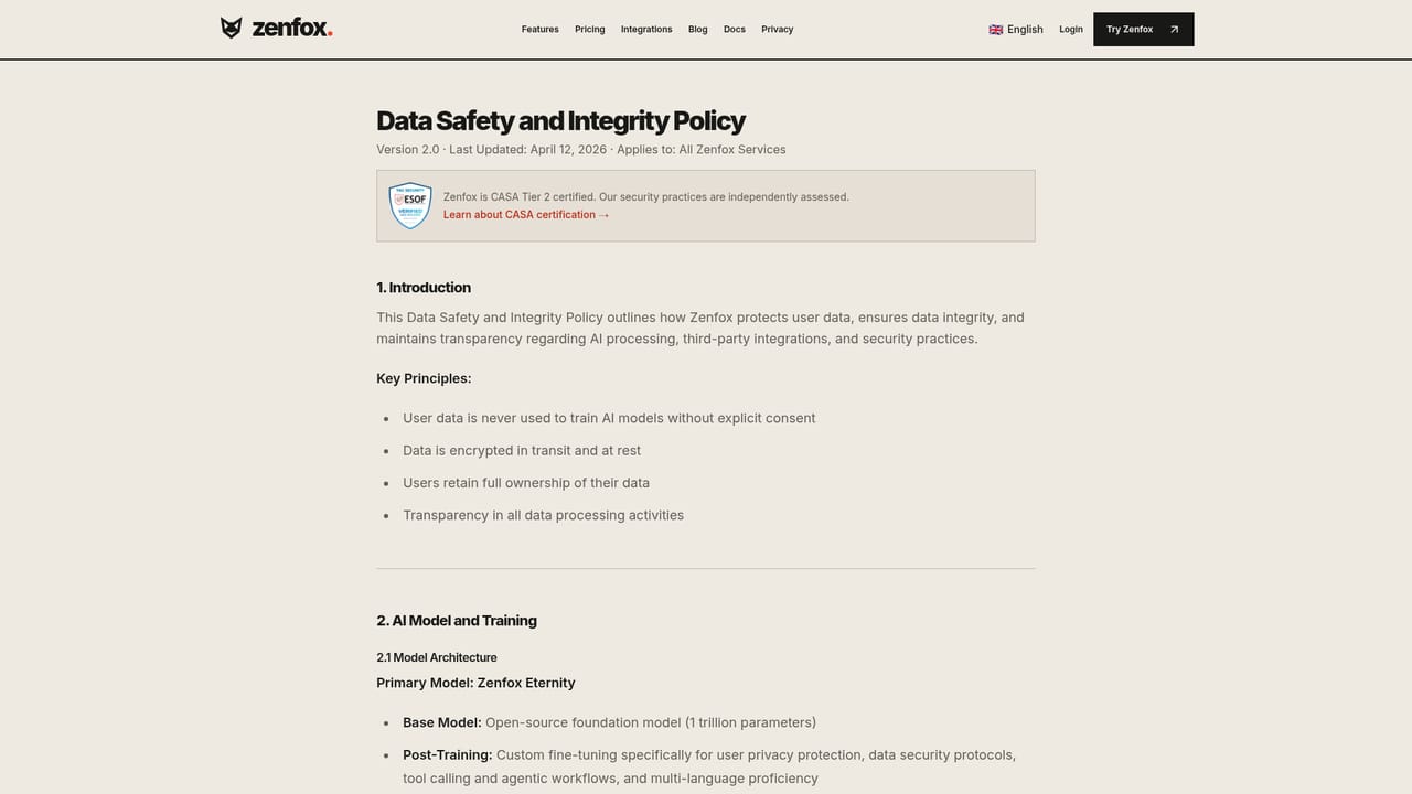 Zenfox — Read the data safety policy