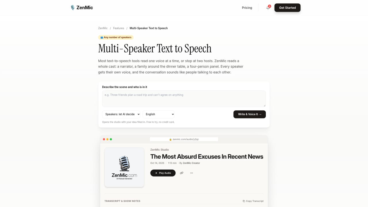 ZenMic — Cast the speakers and voices