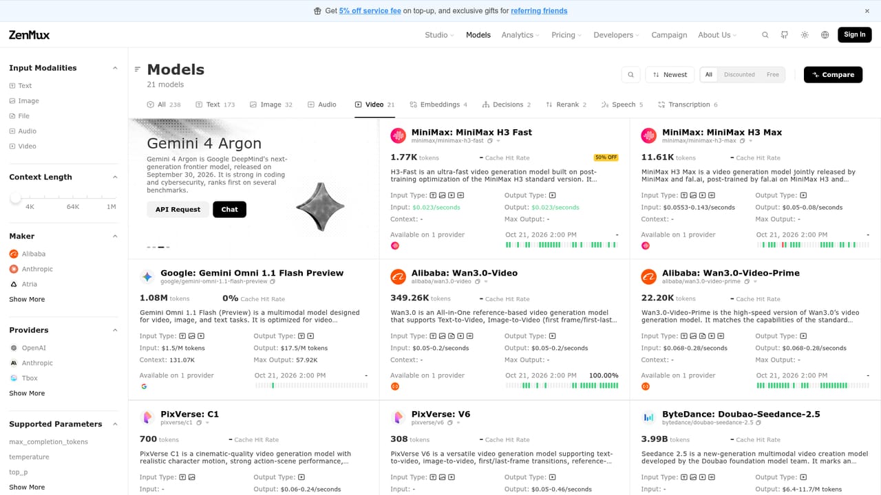 ZenMux — Review the available models