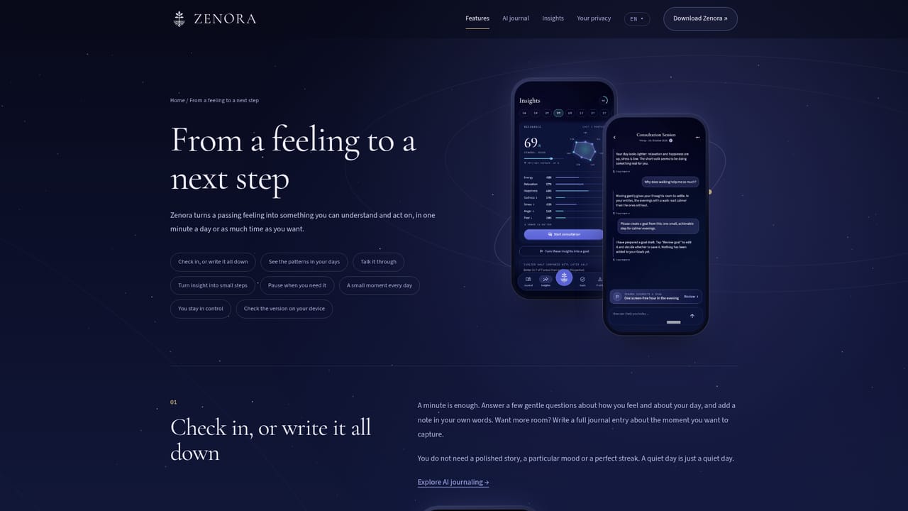 Zenora — Run your first one-minute check-in