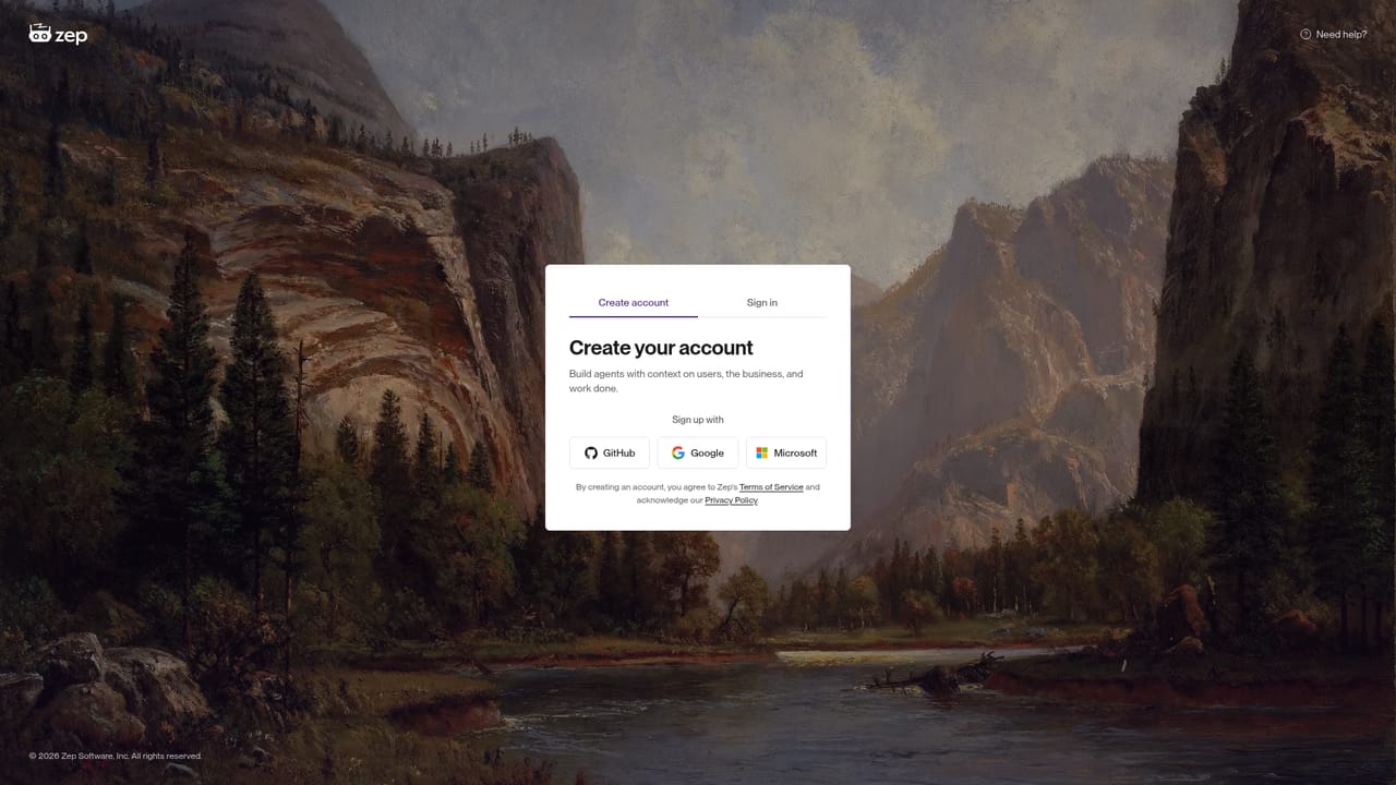 Zep — Create a Zep account
