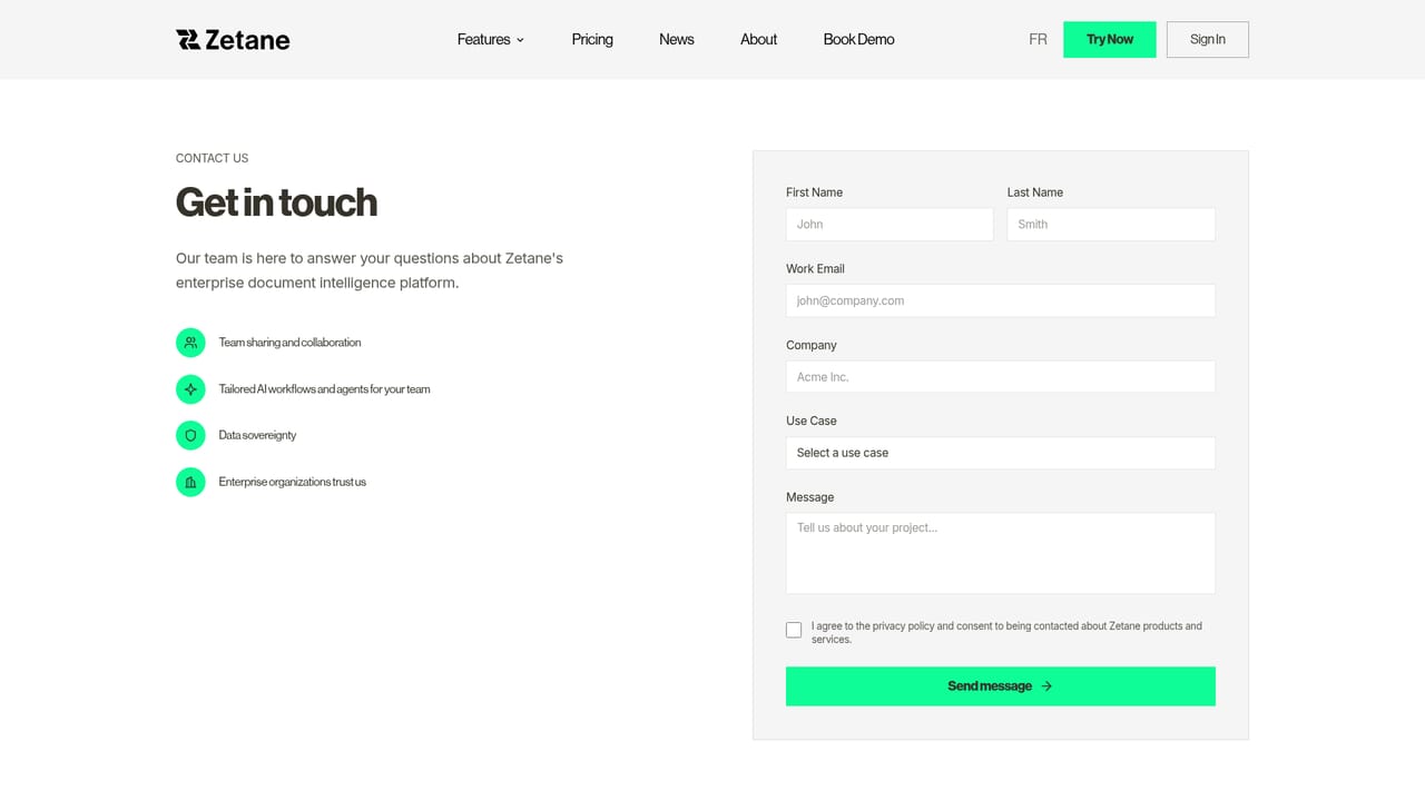 Zetane — Talk to the team about enterprise rollout