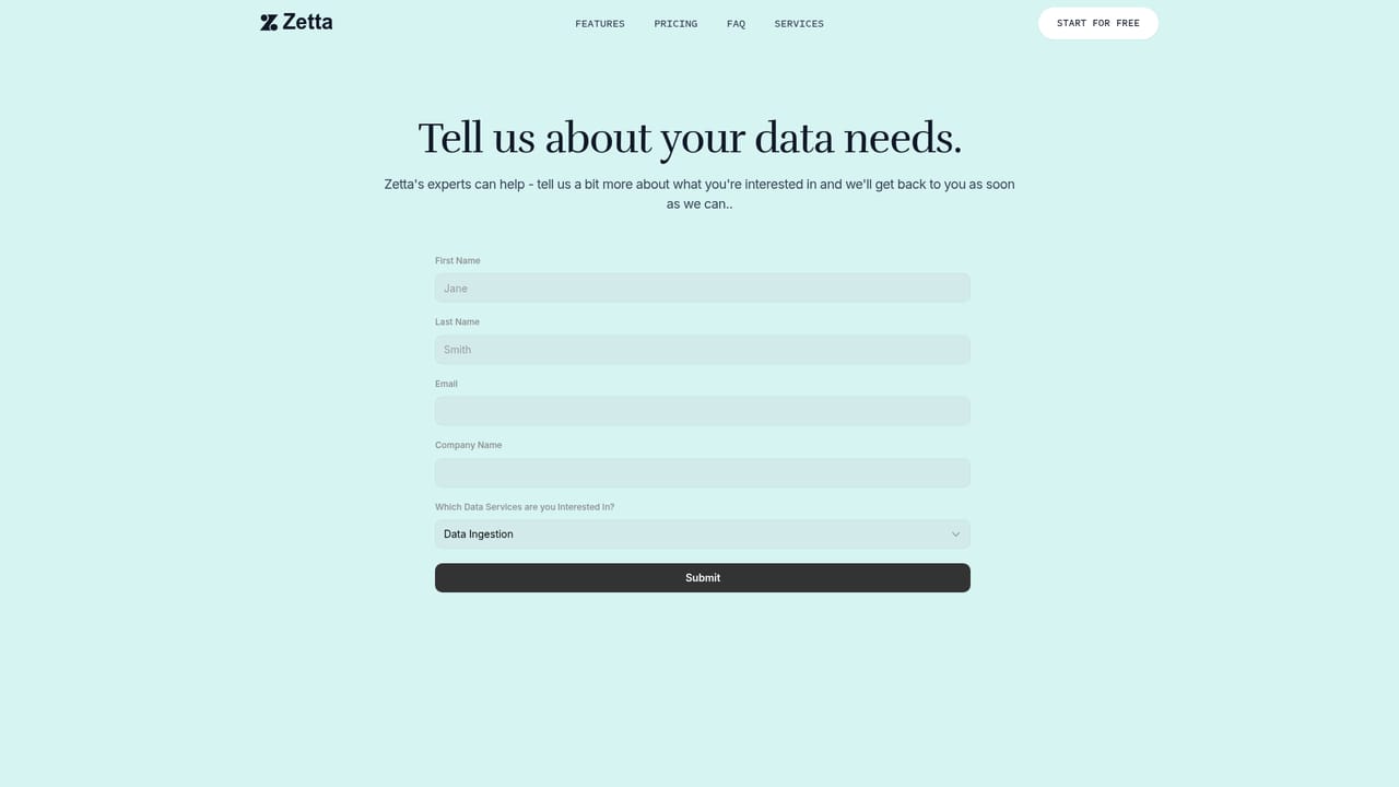 Zetta — Talk to sales for a managed setup