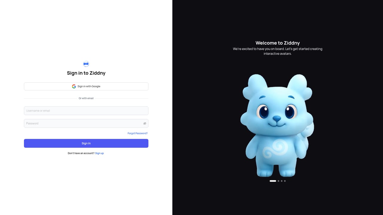 Ziddny — Open the app and start an assistant