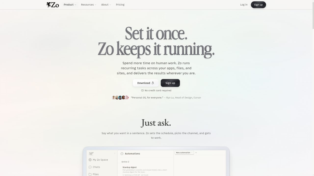 Zo Computer — Set up a recurring automation