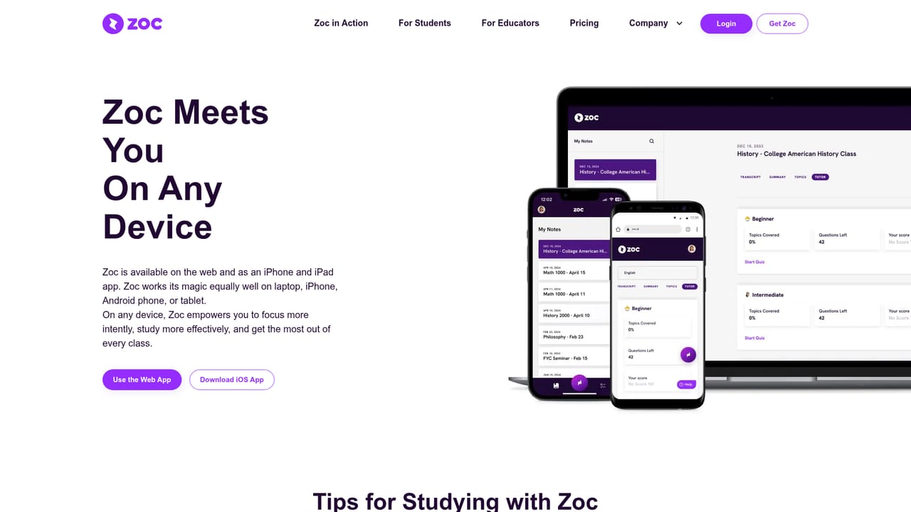 Zoc — Pick your track and create an account