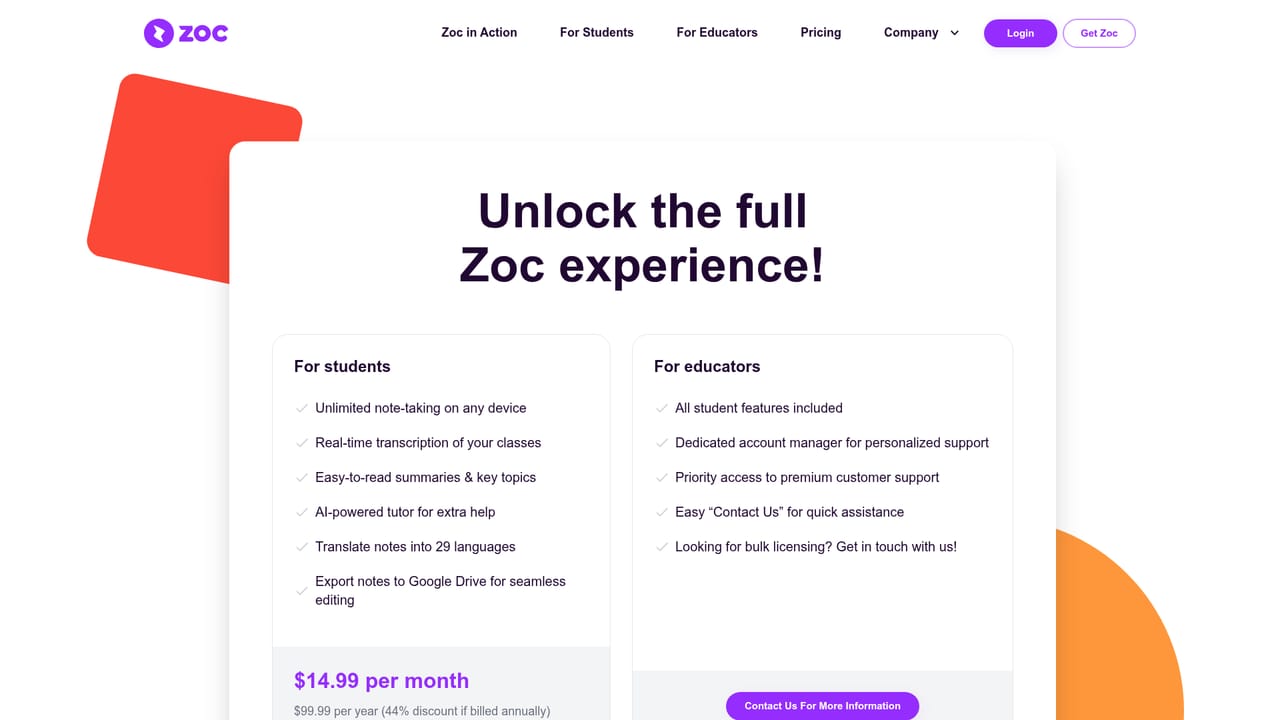 Zoc — Check pricing and FAQs before subscribing