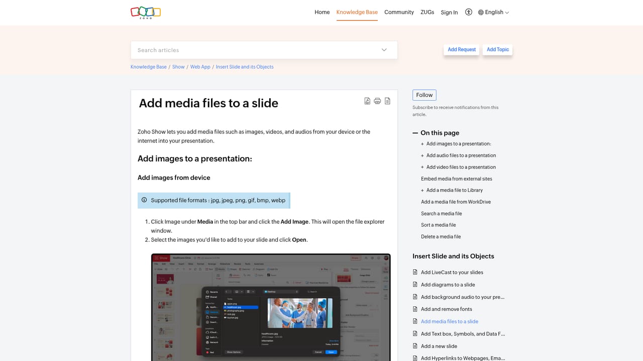 Zoho Show — Build slides with media, shapes and charts
