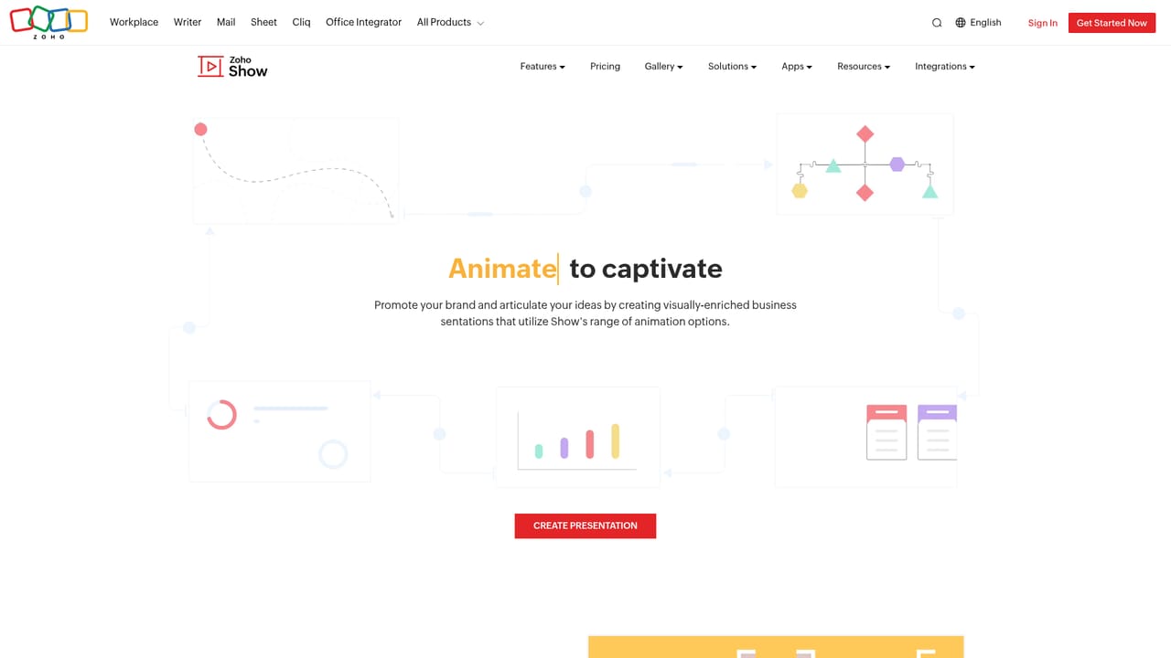 Zoho Show — Apply animations and transitions