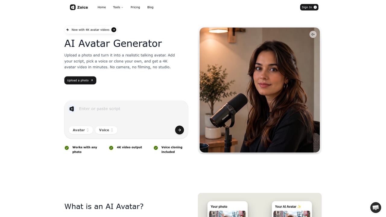 Zoice — Choose or build an avatar character