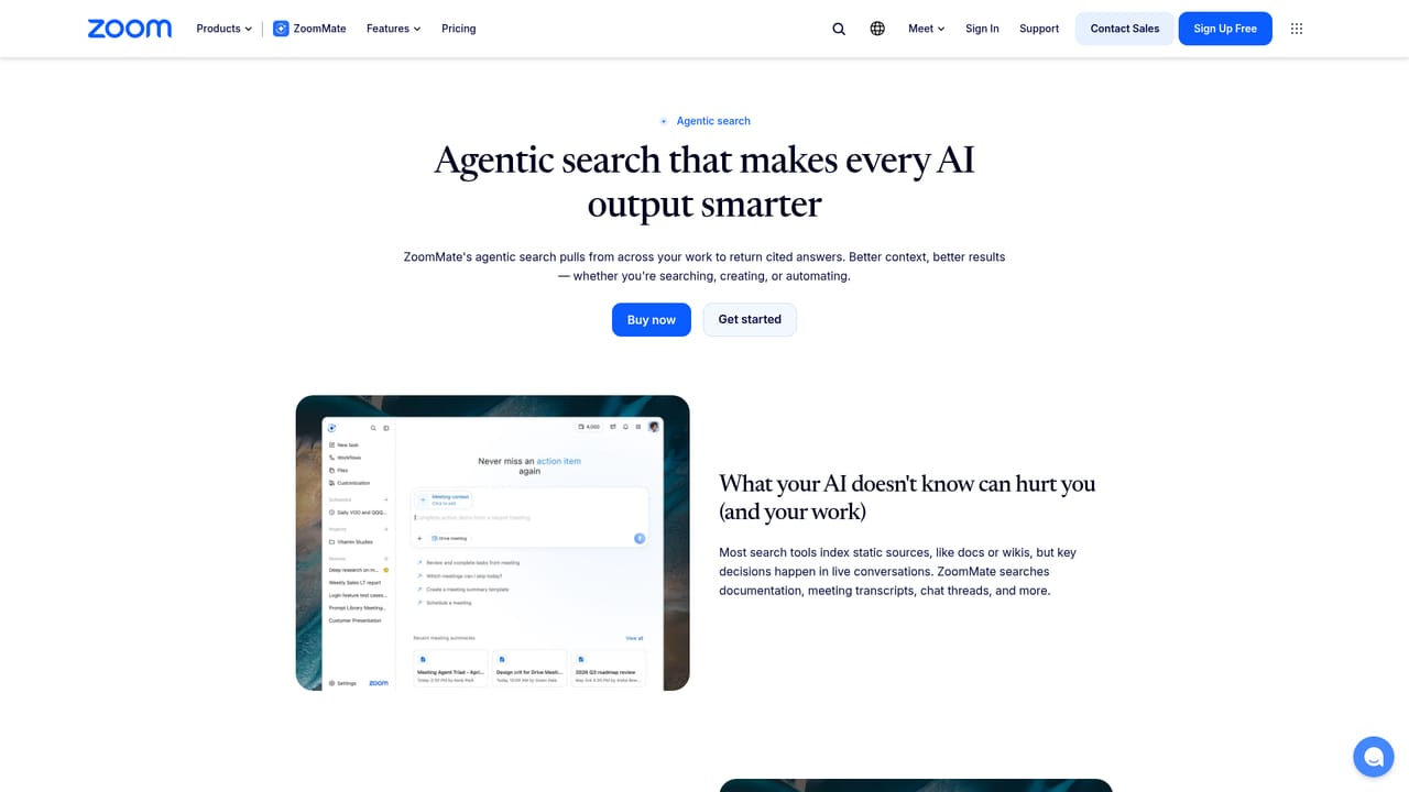 Zoom AI Companion — Ask agentic search a real question