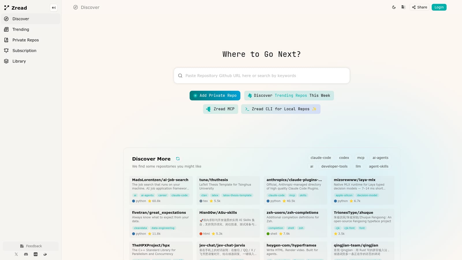 Zread — Open the discovery feed