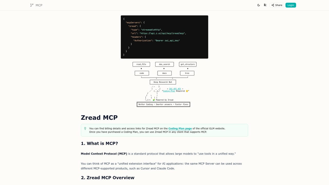 Zread — Connect the MCP or CLI route